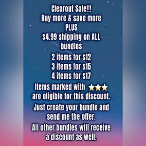 Clearance SALE! 2 for $12, 3 for $15, 4 for $17 PLUS SHIPPING DISCOUNT!!!